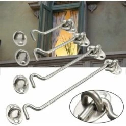 Crochet De Cabine En Acier Inoxydable Et Loquet à œillet, Très Résistant, En Métal, Pour Porte D'abri De Jardin, Porte Silencieuse, Coupe-vent, Avec Vis De Montage Pour Portes, Fenêtres, Armoires (tai -Promos Matériel Boutique 100342225 3