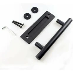 Poignée De Porte Coulissante En Acier Inoxydable, Poignée De Porte De Grange Coulissante - Poignée Ronde Simple - Noir -Promos Matériel Boutique 100342653 3