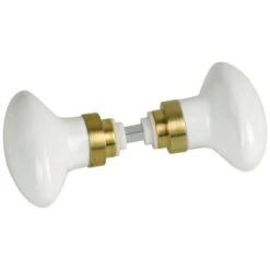 Bouton Double De Porte Intérieure En Porcelaine Blanche, OVAL