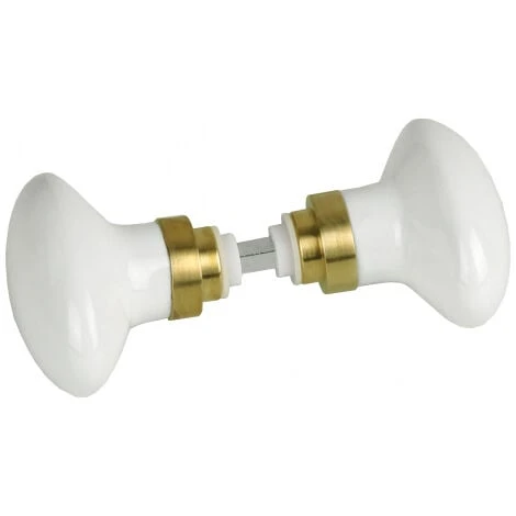 Bouton Double De Porte Intérieure En Porcelaine Blanche, OVAL 1 Bouton Double De Porte Intérieure En Porcelaine Blanche, OVAL