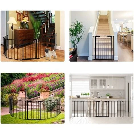 COSTWAY Barrière De Sécurité Pour Bébé, Animaux Enfant Grille De Protection Cheminée Pare-Feu De Cheminée, 500x74,5cm Avec 8 Pans, Noir 2 COSTWAY Barrière De Sécurité Pour Bébé, Animaux Enfant Grille De Protection Cheminée Pare-Feu De Cheminée, 500x74,5cm Avec 8 Pans, Noir – Image 2