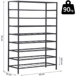 HOMCOM Étagère à Vin Rack Pour Bouteilles Range-bouteilles Capacité 54 Bouteilles Dim. 63L X 25l X 91H Cm Métal Noir -Promos Matériel Boutique 11635727 3