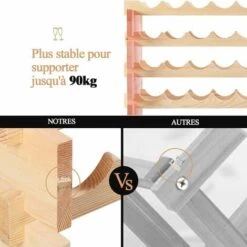COSTWAY Porte-Bouteilles En Bois/6 Étagère Pour 72 Bouteilles/Conception Horizontale/Casier à Bouteille Modulable Avec Étagère Ondulée-119 X 29 X 71,5 Cm -Promos Matériel Boutique 11725638 5
