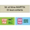 Plaque Boite Aux Lettres Personnalisée Adhésive Au Format 100x25mm - Beige Lettres Noires - 2 Lignes + Sticker Stop Pub