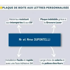 Plaque Boite Aux Lettres Personnalisée Adhésive Au Format 100x25mm - Beige Lettres Noires - 2 Lignes + Sticker Stop Pub -Promos Matériel Boutique 11866169 3