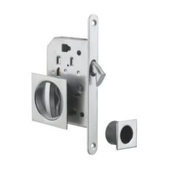 THIRARD - Serrure Encastrable Crochet à Condamnation Pour Salle De Bain Et Toilette Coulissante, Axe 50mm, Bouts Ronds, Nickelé