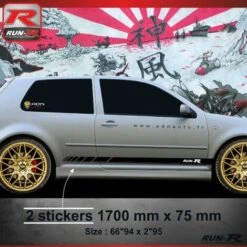 009N Sticker RACING Compatible Avec VOLKSWAGEN GOLF 4 Noir