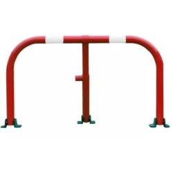 Arceau Parking Rouge Bandes Blanches - Arceau Anti-stationnement Avec Serrure Intégrée