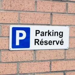 Large Panneau Extérieur 'Parking Réservé' - PVC Résistant (42 X 14 Cm)