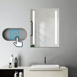 Miroir Salle De Bain 60x45cm Anti-buée Mural Lumière Illumination Avec éclairage LED