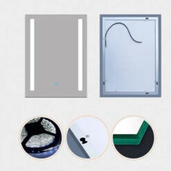 Miroir Salle De Bain 60x45cm Anti-buée Mural Lumière Illumination Avec éclairage LED -Promos Matériel Boutique 14115731 4