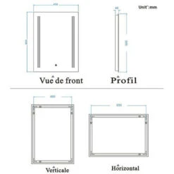 Miroir Salle De Bain 60x45cm Anti-buée Mural Lumière Illumination Avec éclairage LED -Promos Matériel Boutique 14115731 5