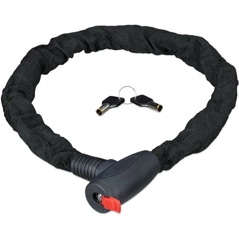 Relaxdays Antivol Vélo, Cadenas, Chaine Anti-vol, Moto, 100 Cm Long, Moto, 2 Clés, Noir 1 Relaxdays Antivol Vélo, Cadenas, Chaine Anti-vol, Moto, 100 Cm Long, Moto, 2 Clés, Noir