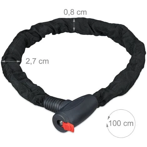 Relaxdays Antivol Vélo, Cadenas, Chaine Anti-vol, Moto, 100 Cm Long, Moto, 2 Clés, Noir 4 Relaxdays Antivol Vélo, Cadenas, Chaine Anti-vol, Moto, 100 Cm Long, Moto, 2 Clés, Noir – Image 4