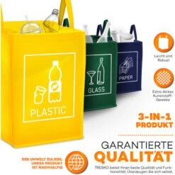 TRESKO Recyclage Poubelle Lot De 3 Sacs De Tri Sélectif Avec Anses De Transport 8 TRESKO Recyclage Poubelle Lot De 3 Sacs De Tri Sélectif Avec Anses De Transport -Promos Matériel Boutique 14829104 4