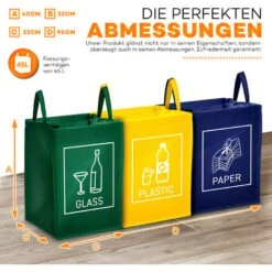 TRESKO Recyclage Poubelle Lot De 3 Sacs De Tri Sélectif Avec Anses De Transport 9 TRESKO Recyclage Poubelle Lot De 3 Sacs De Tri Sélectif Avec Anses De Transport -Promos Matériel Boutique 14829104 5