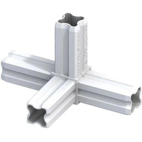 Connecteur De Jonction - 90° à 4 Embouts - Blanc Pour Tube Alu Et Pvc 1 Connecteur De Jonction - 90° à 4 Embouts - Blanc Pour Tube Alu Et Pvc