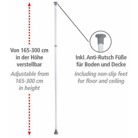 WENKO Barre Télescopique Herkules, Pièce Détachée Pour Système De Rangement Télescopique Herkules, Métal, Ø 7,5 X 165 - 300 Cm, Blanc 2 WENKO Barre Télescopique Herkules, Pièce Détachée Pour Système De Rangement Télescopique Herkules, Métal, Ø 7,5 X 165 - 300 Cm, Blanc – Image 2