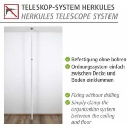 WENKO Barre Télescopique Herkules, Pièce Détachée Pour Système De Rangement Télescopique Herkules, Métal, Ø 7,5 X 165 - 300 Cm, Blanc 7 WENKO Barre Télescopique Herkules, Pièce Détachée Pour Système De Rangement Télescopique Herkules, Métal, Ø 7,5 X 165 - 300 Cm, Blanc -Promos Matériel Boutique 15852967 3
