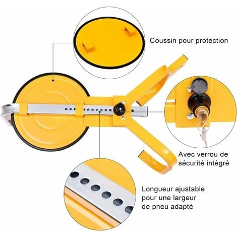 COSTWAY Antivol Roue Voiture, Sabot Roue Caravane Avec 2 Clés Pour Roue DE 13"-15" Voiture Antidémarrage 2 COSTWAY Antivol Roue Voiture, Sabot Roue Caravane Avec 2 Clés Pour Roue DE 13"-15" Voiture Antidémarrage – Image 2
