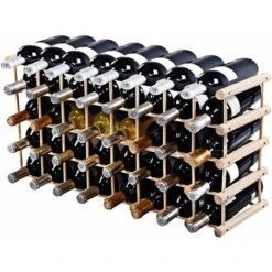 COSTWAY Etagère à Vin Casier à Vin Porte-bouteille En Bois De Pin Massif Support 40 Bouteilles 85x44x24 Cm Bois Naturel