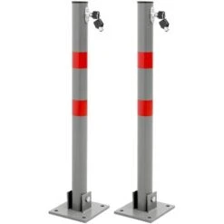 2x Barrière De Parking Rabattable Poteau De Stationnement Borne De Poste 67 Cm
