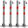 4x Barrière De Parking Rabattable Poteau De Stationnement Borne De Poste 67 Cm