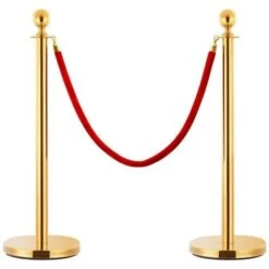 Jeu De Barrières De File D'attente VIP 3 Pcs Inox Doré VidaXL