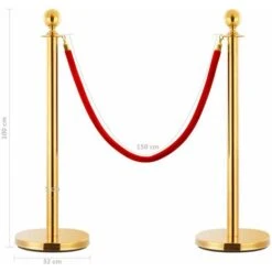 Jeu De Barrières De File D'attente VIP 3 Pcs Inox Doré VidaXL -Promos Matériel Boutique 16971072 3