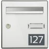 Numéro Pour Boite Aux Lettres Personnalisable Rectangle Grand Format (100x70mm) Gris Chiffres Blancs