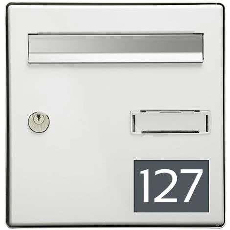 Numéro Pour Boite Aux Lettres Personnalisable Rectangle Grand Format (100x70mm) Gris Chiffres Blancs 1 Numéro Pour Boite Aux Lettres Personnalisable Rectangle Grand Format (100x70mm) Gris Chiffres Blancs