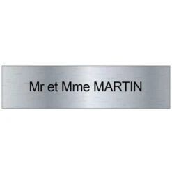 Plaque Boite Aux Lettres Personnalisée Adhésive Au Format 100x25mm - Argent Lettres Noires - 1 Ligne + Sticker Stop Pub -Promos Matériel Boutique 17350247 4