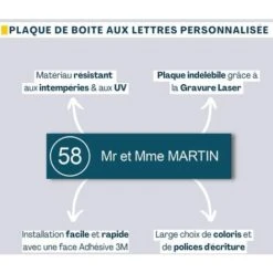 Plaque Boite Aux Lettres NUMERO Adhésive (100x25mm) Gris Argent Lettres Noires - 2 Lignes + Sticker Stop Pub -Promos Matériel Boutique 17350286 3