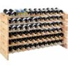 COSTWAY 72 Bouteilles Étagère à Vin/Porte-Bouteilles En Bois/Casier à En Bois De Pin Robuste Modulable-119 X 29 X 71,5 CM