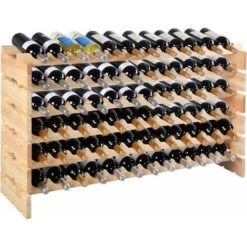 COSTWAY 72 Bouteilles Étagère à Vin/Porte-Bouteilles En Bois/Casier à En Bois De Pin Robuste Modulable-119 X 29 X 71,5 CM
