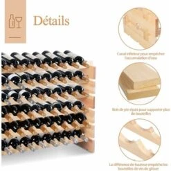 COSTWAY 72 Bouteilles Étagère à Vin/Porte-Bouteilles En Bois/Casier à En Bois De Pin Robuste Modulable-119 X 29 X 71,5 CM 7 COSTWAY 72 Bouteilles Étagère à Vin/Porte-Bouteilles En Bois/Casier à En Bois De Pin Robuste Modulable-119 X 29 X 71,5 CM -Promos Matériel Boutique 18154343 3