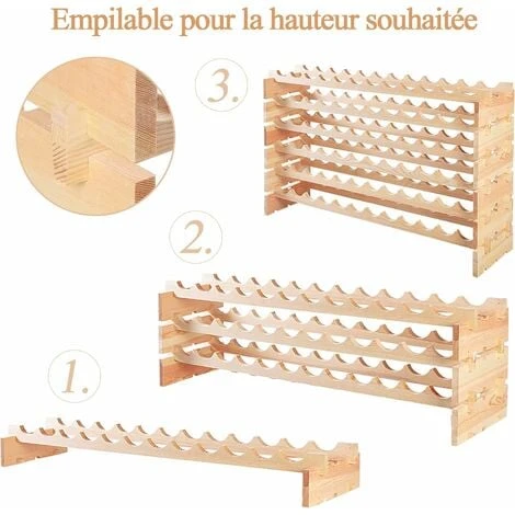 COSTWAY 72 Bouteilles Étagère à Vin/Porte-Bouteilles En Bois/Casier à En Bois De Pin Robuste Modulable-119 X 29 X 71,5 CM 5 COSTWAY 72 Bouteilles Étagère à Vin/Porte-Bouteilles En Bois/Casier à En Bois De Pin Robuste Modulable-119 X 29 X 71,5 CM – Image 5
