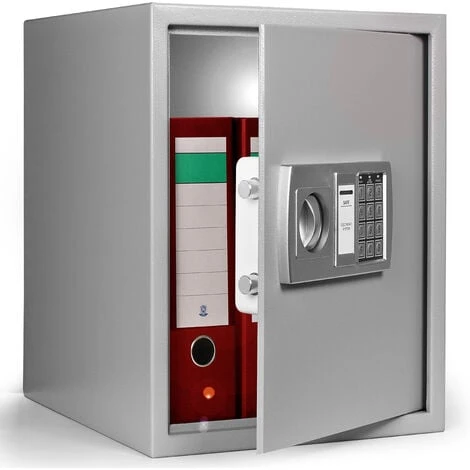 Grand Coffre Fort 35x40x40cm Double Verrouillage Porte 4 Mm Piles Incl. Argent 2 Grand Coffre Fort 35x40x40cm Double Verrouillage Porte 4 Mm Piles Incl. Argent – Image 2