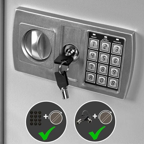 Grand Coffre Fort 35x40x40cm Double Verrouillage Porte 4 Mm Piles Incl. Argent 4 Grand Coffre Fort 35x40x40cm Double Verrouillage Porte 4 Mm Piles Incl. Argent – Image 4