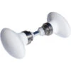Bouton Double Porcelaine Blanche Base Nickel