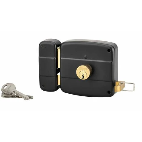 THIRARD - Serrure Horizontale En Applique Double Entrée à Tirage Pour Entrée, Gauche, 100x97mm, Axe 50mm, Noir Granité, 3 Clés 1 THIRARD - Serrure Horizontale En Applique Double Entrée à Tirage Pour Entrée, Gauche, 100x97mm, Axe 50mm, Noir Granité, 3 Clés