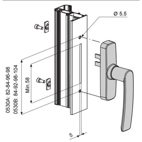 Poignée Crémone Menuiserie Aluminium à 1 Fourche GEA Blanc 9010 3 Poignée Crémone Menuiserie Aluminium à 1 Fourche GEA Blanc 9010 – Image 3