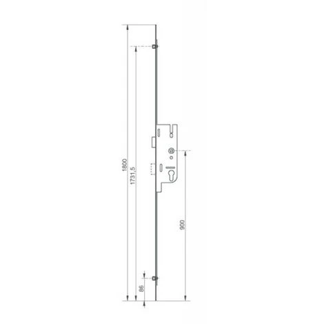 Crémone Serrure - Tétière 18 Mm - 3 Points - Axe 50 Mm Longueur 2150 Mm Cote D 1045 Mm - Coffre 213 X 68 Mm - GU-Europa 4 Crémone Serrure - Tétière 18 Mm - 3 Points - Axe 50 Mm Longueur 2150 Mm Cote D 1045 Mm - Coffre 213 X 68 Mm - GU-Europa – Image 4