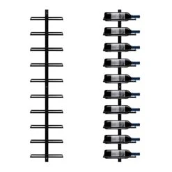 Yaheetech Porte Bouteille Mural Métallique Étagère à Vin Pour 10 Bouteilles Cave Resto Maison 126cm Noir