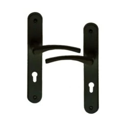 Poignée De Porte D'entrée En Aluminium Noir Mat Sur Plaque Clé I Entraxe 195 Mm, EVA Alu