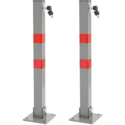 2x Poteau Parking Barrière Verrouillable Rabattable Borne Stationnement + Clés