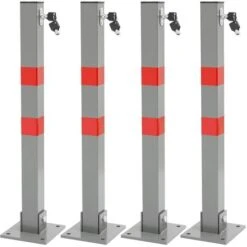 4x Poteau Parking Barrière Verrouillable Rabattable Borne Stationnement Avec Clé