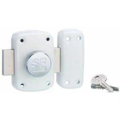 Serrurerie De Picardie - Verrou à Bouton 2013 Pour Porte D'entrée, Cylindre Ø23x45mm, Blanc, 3 Clés