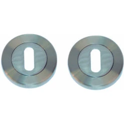 Paire De Rosaces Lisa/Avron Avec Trou De Clé Zamak Chromé Finition Nickel Mat/brillant