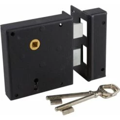 Serrure En Applique Noire Gauche à Fouillot - Clé L - Axe à 65 Mm - Alsace - JPM